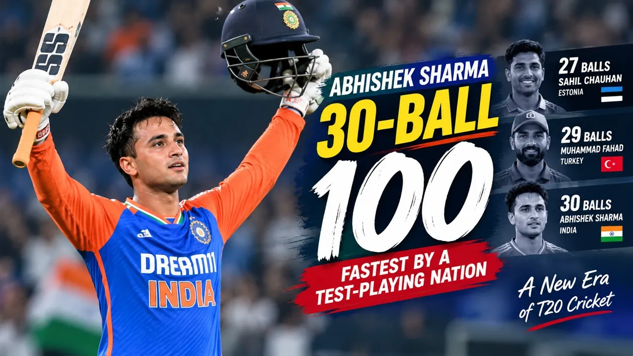 Abhishek Sharma’s 30-Ball T20I Century: The Record He Broke, and the Two Batters Still Ahead of Him